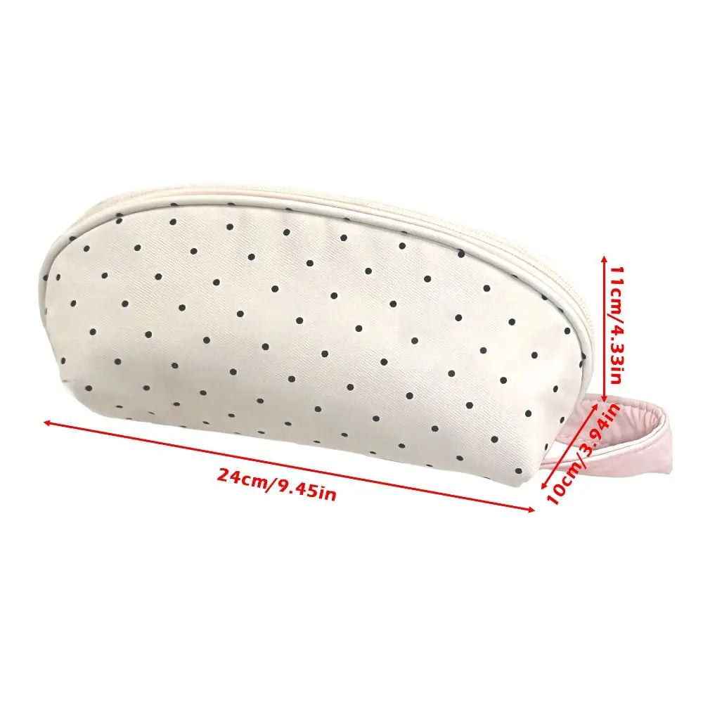 Polka Dot Shell Pencil Case – Large Canvas Pen Bag Canvas Pencil Case HIP