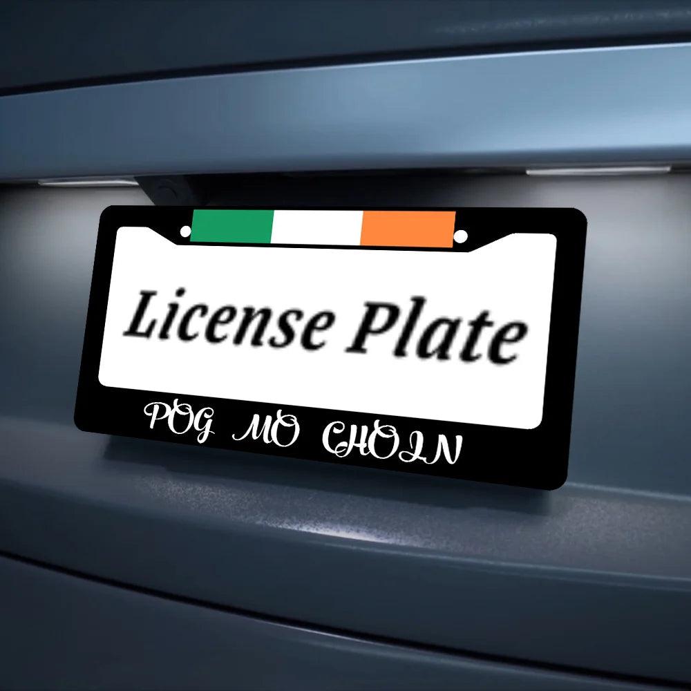 Irish Flag Gaelic License Plate Frame – Aluminum 6x12" License Plate Frame HIP