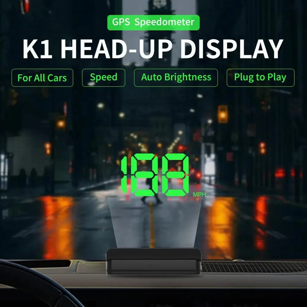 K1 Car GPS Digital Speedometer HUD Head-up Display Universal Speed Windshield Projector Plug&Play Auto Electronic Devices HIP