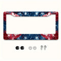 Metal License Plate Frame – Red White & Blue Flag Design License Plate Frame HIP 1