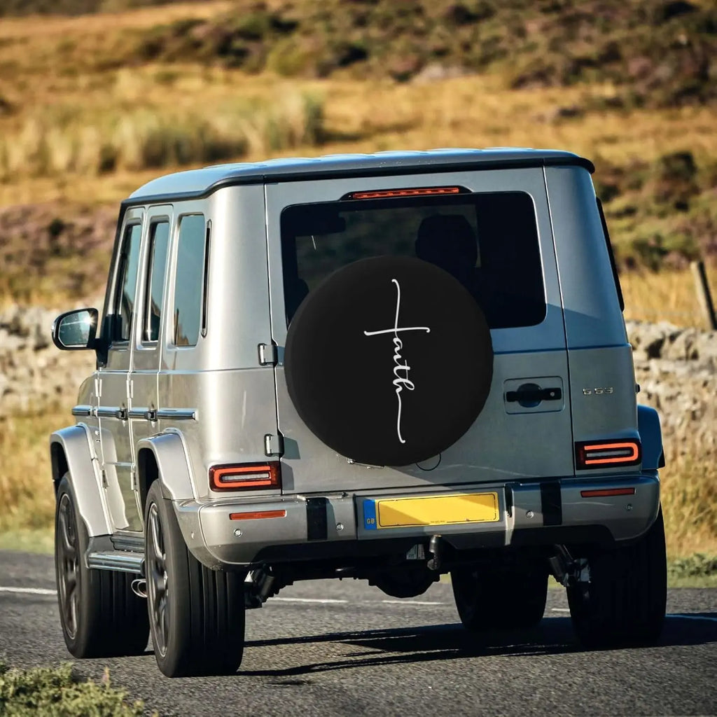 Faith Cross Calligraphy Spare Tire Cover – RV SUV Camper Spare Tire Cover HIP