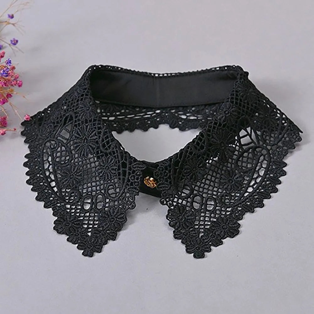 Lace Floral Detachable Collar – Women's Wedding Accessory Detachable Lace Collar HIP Black 1