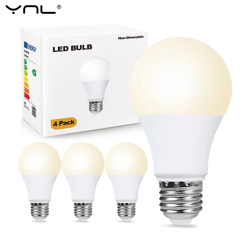 4-Pack E27 LED Bulbs 3W–18W AC 220V SMD2835 – Warm & Cool LED Light Bulbs HIP Cold Light 12W