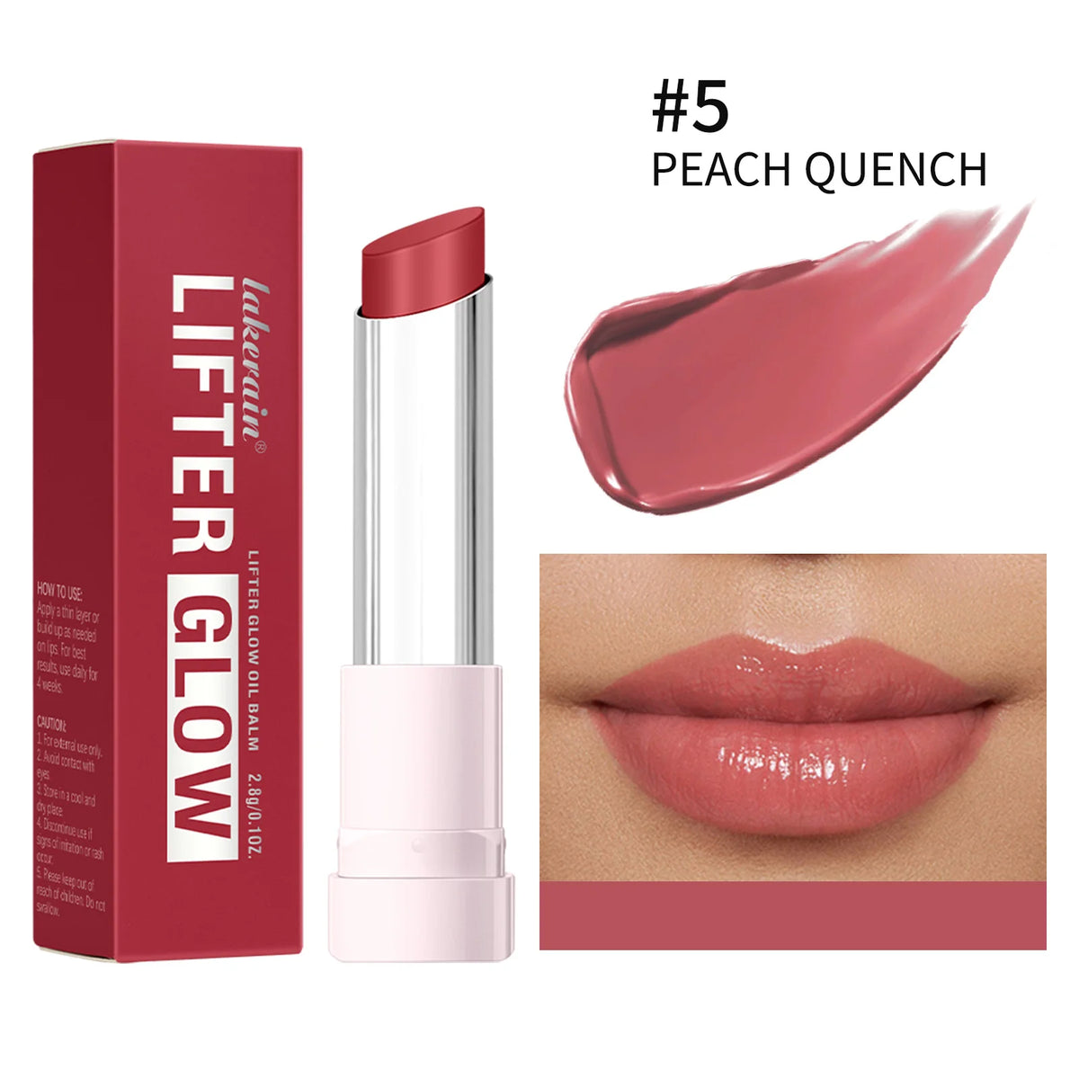Lifter Glaze Oil Lip Balm with Hyaluronic Acid and Hydrating Oil Blend Lip Balm with 24HRs of Smooth Moisturizing Pink HIP 5PEACH QUENCH