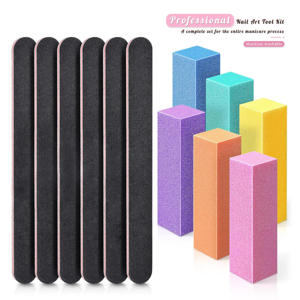 12Pcs Professional 4 Sides Sponge Colorful Sanding Buffing Nail Buffers Nails File Professional Nail Buffer Sandpaper Strong HIP