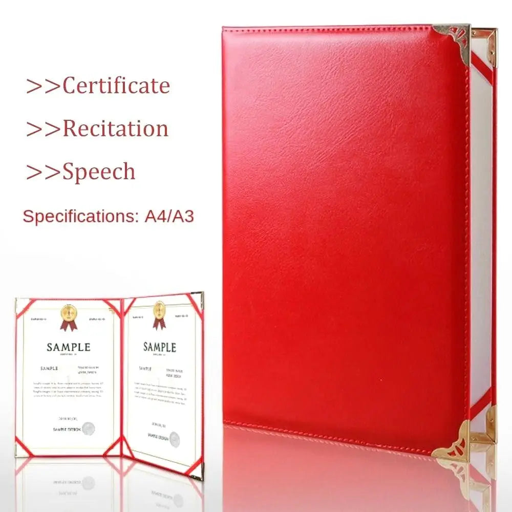PU Leather Hardcover Certificate & Contract Folder A3/A4 Document Folder HIP