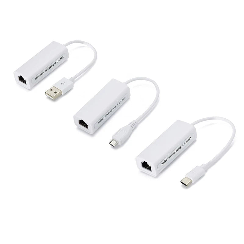 2-Pack USB-C & Micro USB to RJ45 Ethernet Adapter 100Mbps USB Ethernet Adapter HIP