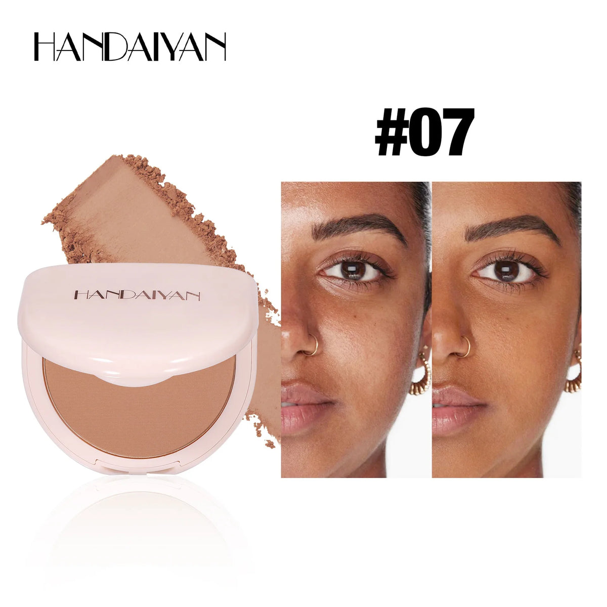 8Colors Matte Face Pressed Powder 24 Hours Oil Control Natural Setting Powder Foundation Full Coverage Waterproof Lasting Makeup HIP 07