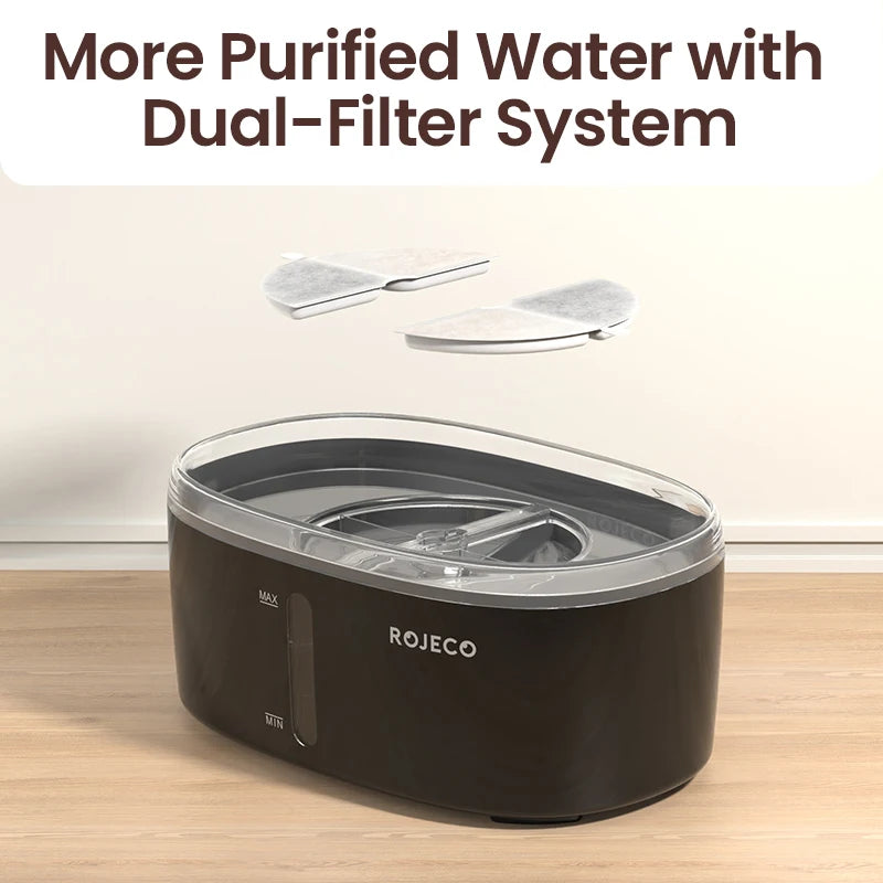 ROJECO Automatic Cat Water Fountain 2.5L Water Dispenser For Multiple Pets Smart Fountain Drinker For Pet Cat Kitten Dual Bowls HIP