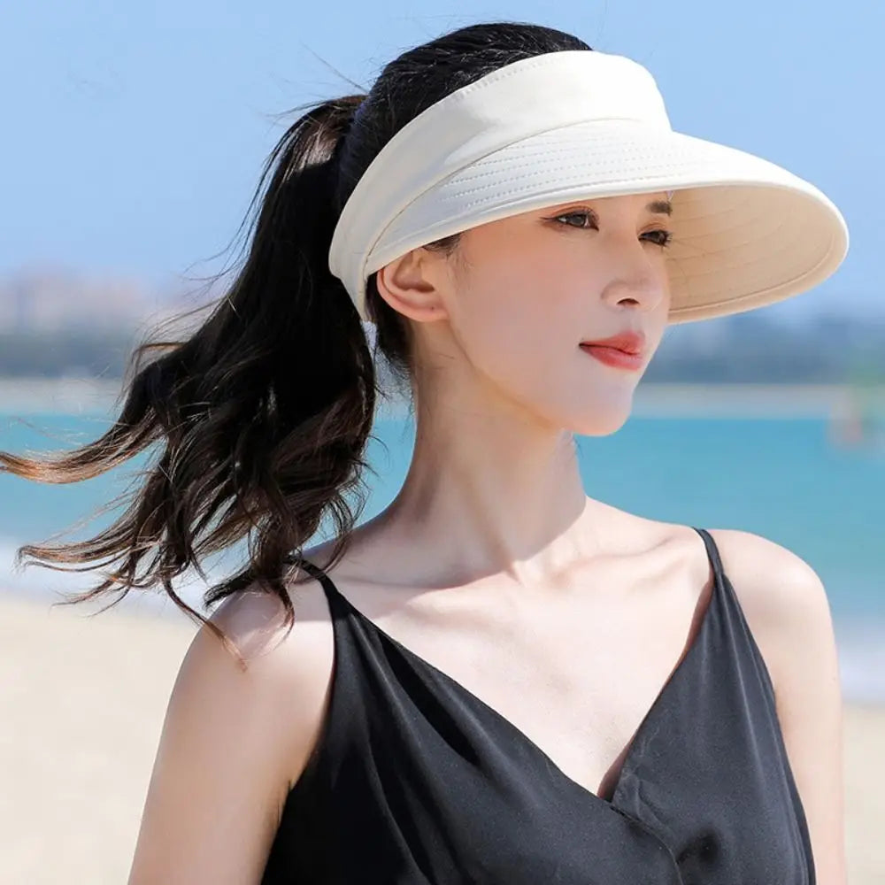 Women's Foldable Wide Brim UV Sun Hat – Ponytail Cap Women's Sun Hat HIP