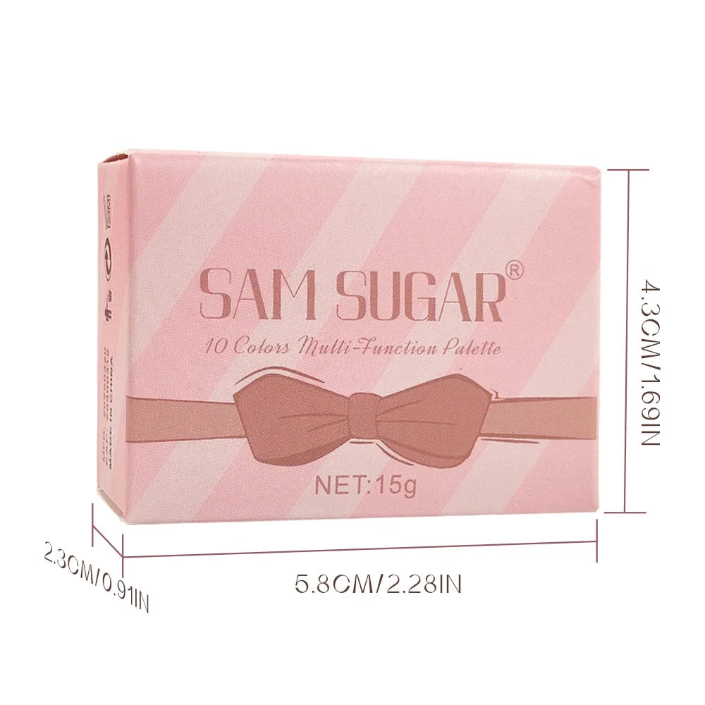 SAM SUGAR 10-Color Eyeshadow Blush Highlighter Contour Palette Eyeshadow Palette HIP
