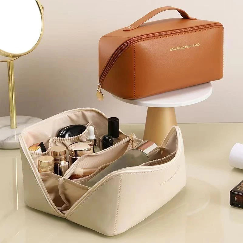Large PU Leather Cosmetic Bag – Waterproof Travel Organizer Cosmetic Travel Bag HIP