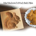 1PC Wooden Cookie Molds with Variety Patterns, 3D DIY Carved Embossed Cookie Cutter Moulds for Baking, Fondant Cake Biscuit HIP Squirrels