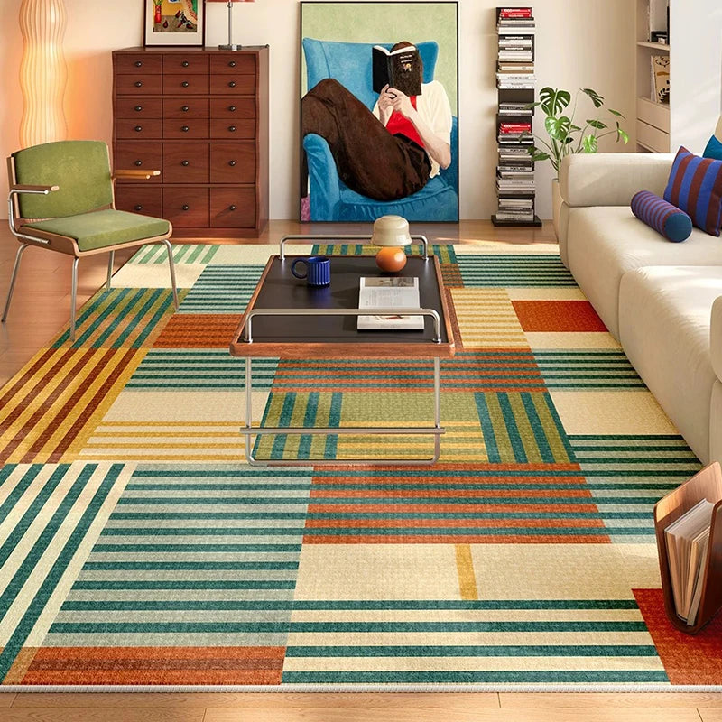 Dopamine Color Block Plush Rug – Stain-Resistant Carpet Area Rug HIP GU6369-QD 100x150cm