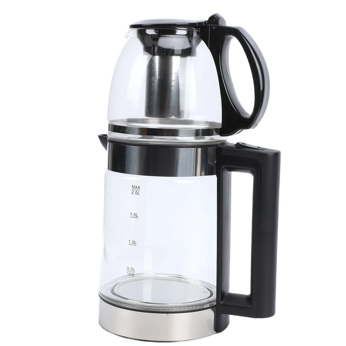 Electric Turkish Tea Maker 2000W Borosilicate Glass Tea Kettle Stainless Steel Infuser 2L Kettle 0.8L Teapot Capacity HIP