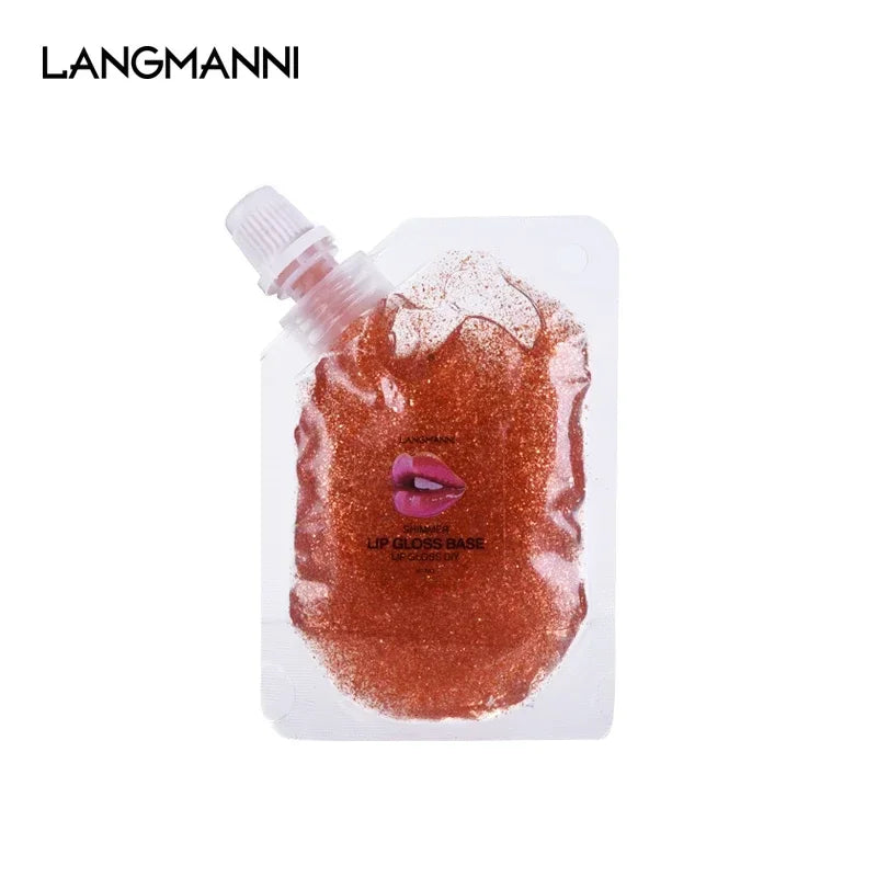 DIY Clear Lip Gloss Base Oil Non-Stick Moisturizing Lipstick Material Gel Lip Gloss Base Handmade Liquid Lipstick Makeup HIP Orange Glitter 20ml