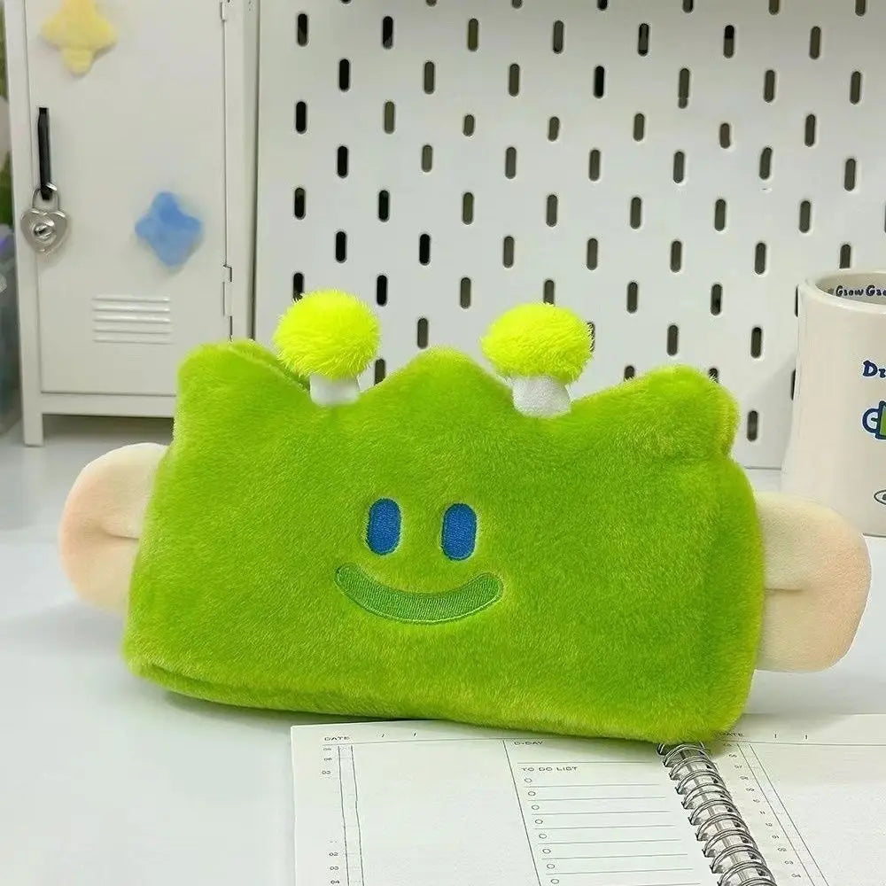 Cute Grass Shape Plush Pencil Case – Large Capacity Bag Plush Pencil Case HIP