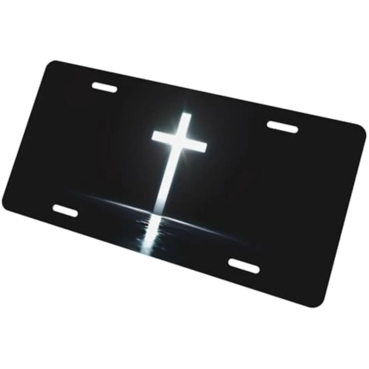 Christian Cross Aluminum License Plate – Glowing Faith Car Decor Decorative License Plate HIP