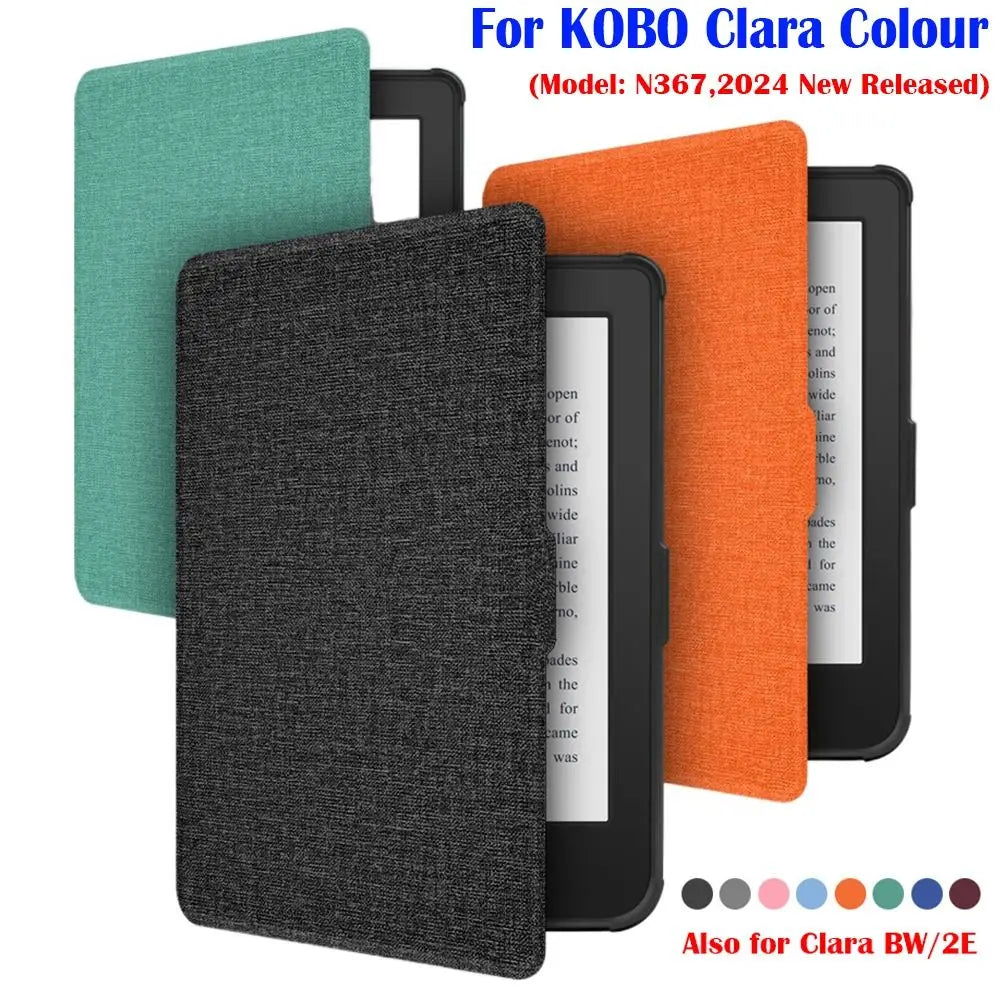 Kobo Clara Colour/BW 2024 TPU Shockproof Case – Linen Texture eReader Protective Case HIP