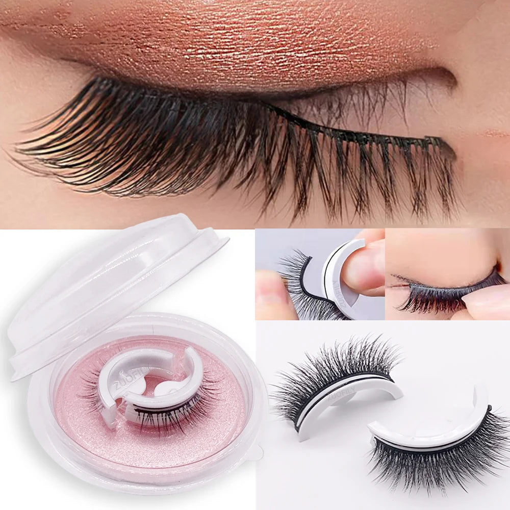 1 pairs Self-adhesive False eyelashes Reusable Natural Long Thick Eyelashes Multiple Reversible Glue-free Eyelashes Dropshipping HIP