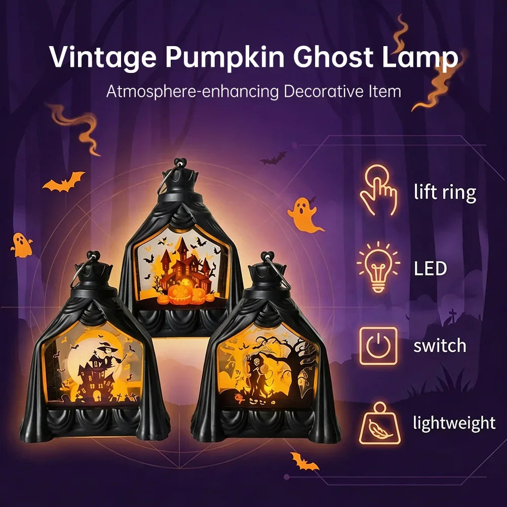 With Handle LED Candle Halloween Glowing Pumpkin Lantern Batteries Included Spooky Decor For Kids Trick Or Treat Home Party HIP