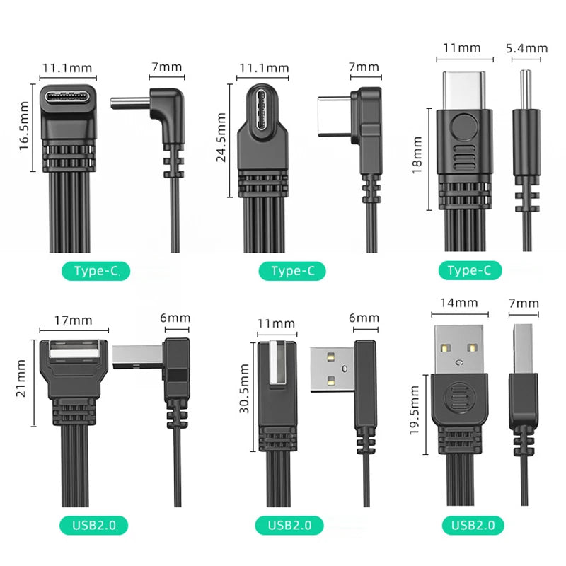 USB-A to USB-C Angled Flat Cable – 2A Charging & Data Sync USB-C Angled Cable HIP