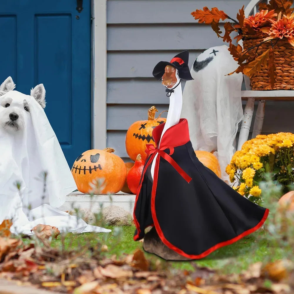 23 Inch Halloween Ghost Decor Porch Goose Costume Pumpkin Ghost Wizard Costume Set Courtyard Lawn Garden Decoration Costume HIP