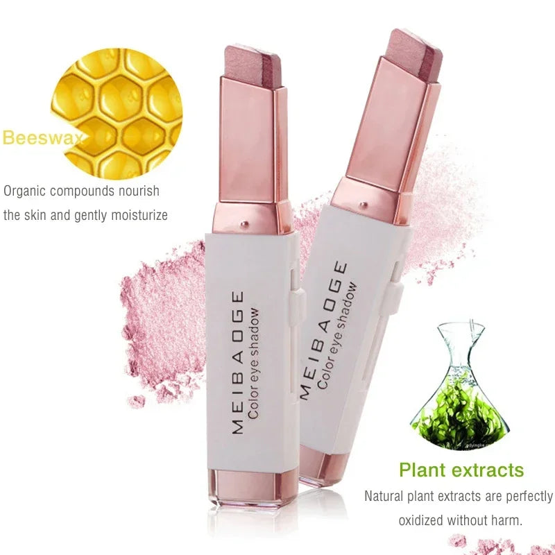 Professional 2 In 1 Double Color Gradient Velvet Shadow Stick Eye Makeup Waterproof Lasting Shimmer Metallic Eyeshadow Makeup HIP