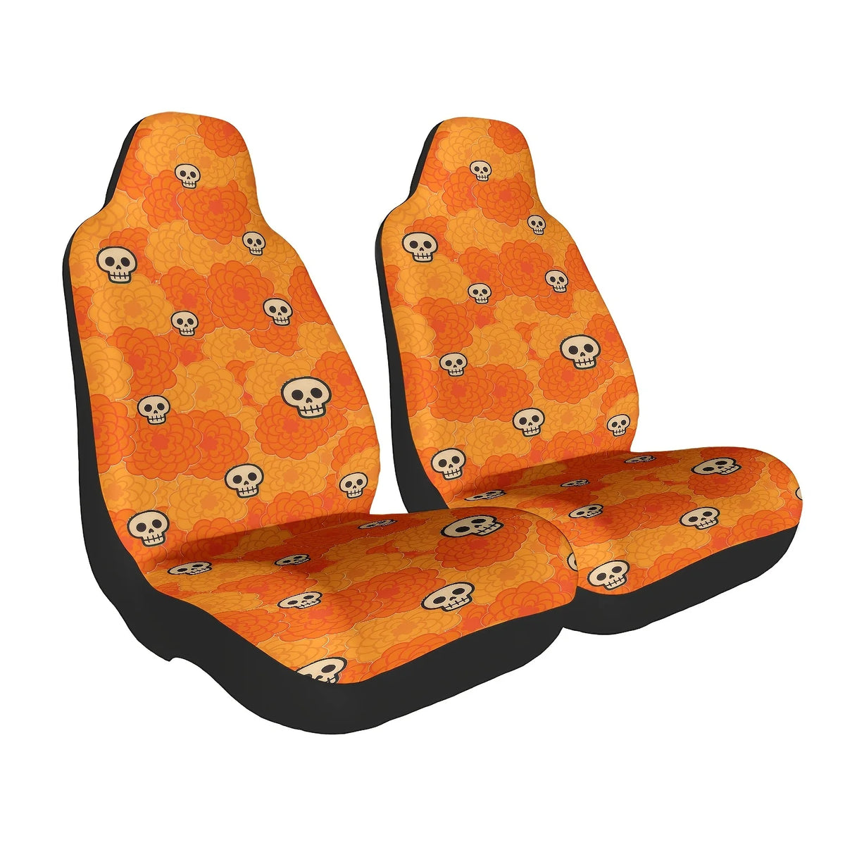 Orange Floral Skull Car Seat Cover – Easy Install & Clean Car Seat Cover HIP