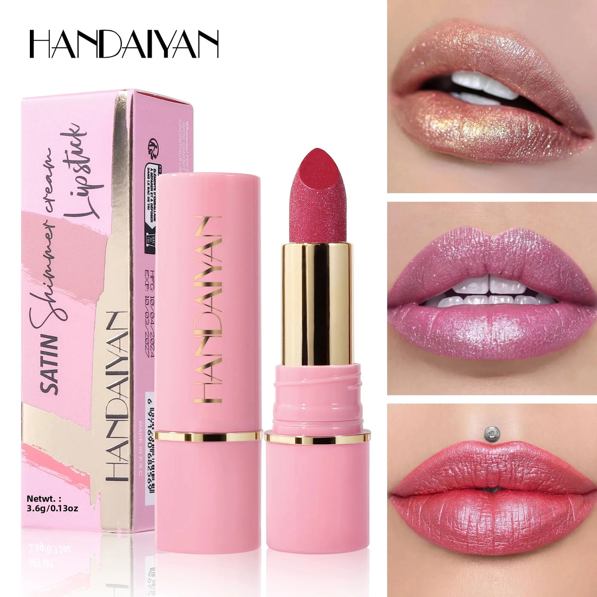 Handaiyan Glitter Diamond Lipstick – 8 Shades, Long Lasting Glitter Lipstick HIP