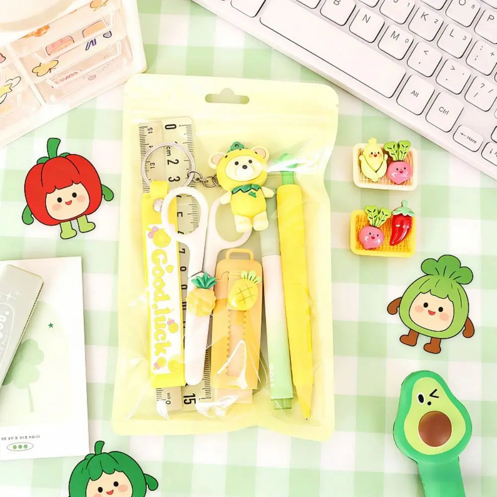 Vegetable Stationery Set – Gel Pen, Highlighter & Eraser Kit Novelty Stationery Set HIP
