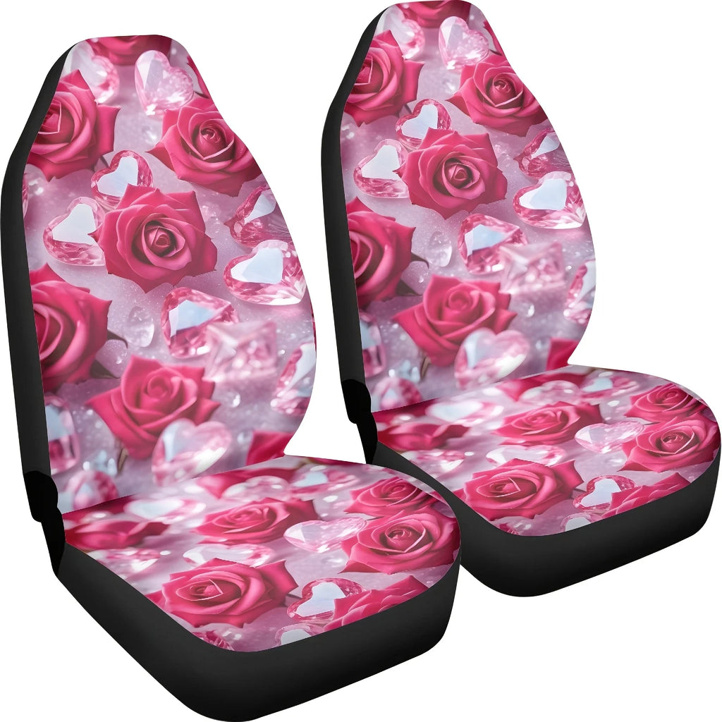 Pink Rose Diamond Car Seat Covers – Fits Sedans, SUVs & Trucks Car Seat Covers HIP