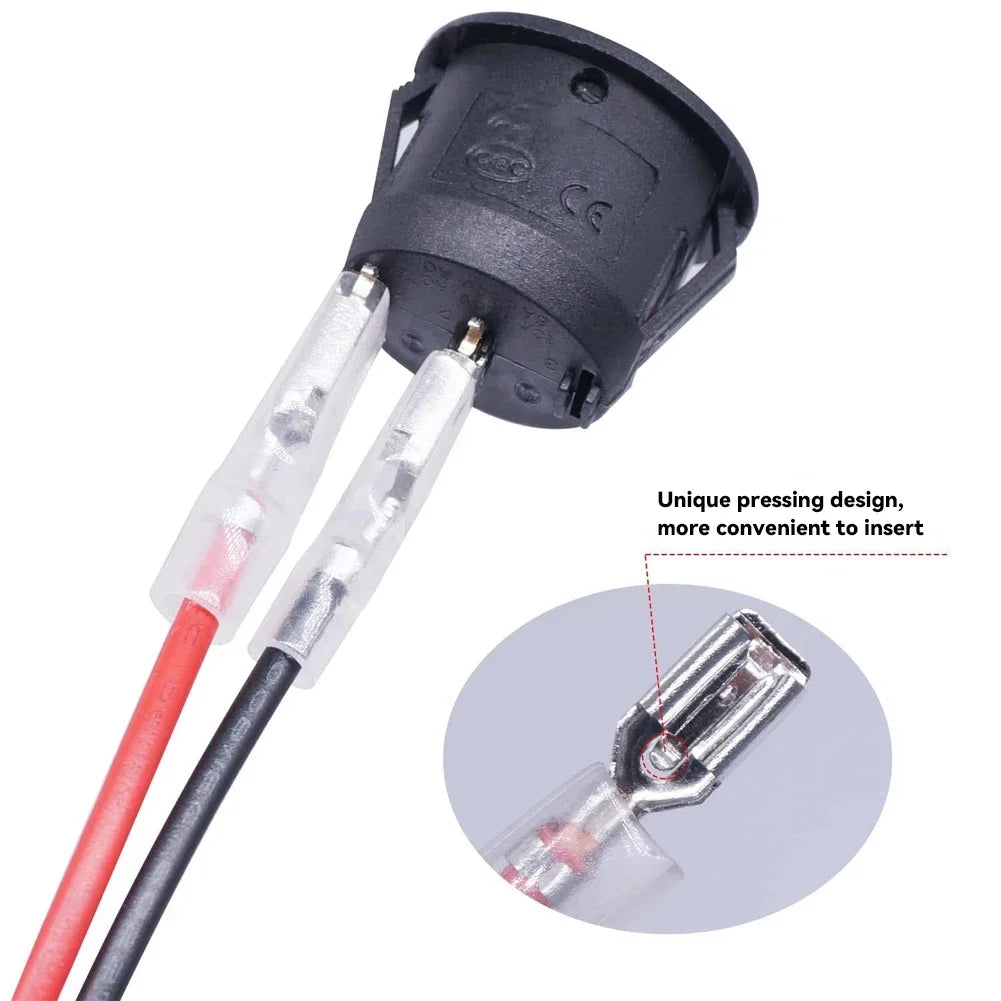 2PCS ON/OFF 20mm Round Switch 12 Volt 2 Pin Toggle Switch 12V Automotive Rocker Switch With Wire for Car Boat Automotive RV HIP