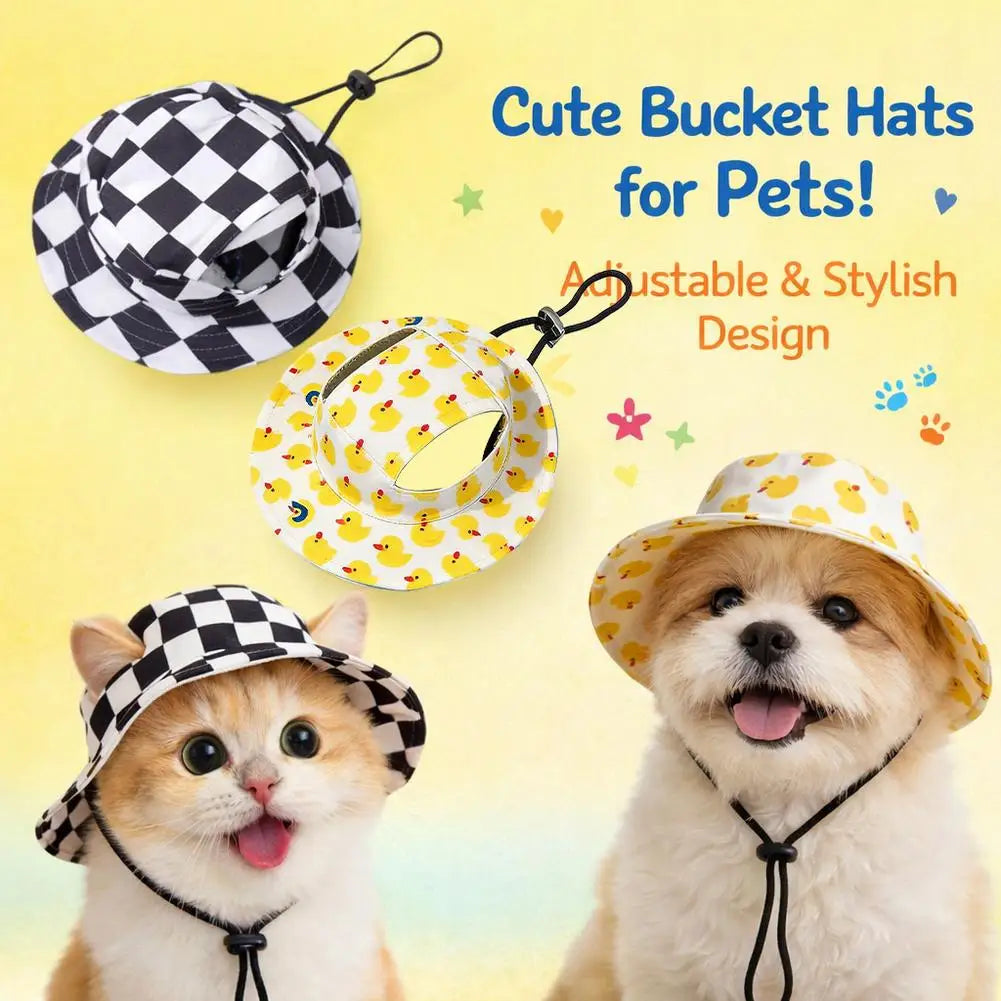 Adjustable Dog Hat Cute Print Cap for Puppies and Small Breeds, Pet Sun Protection Hat for Walking Outdoor Activities HIP