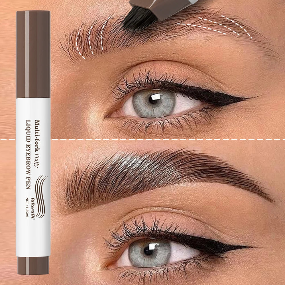 Long Lasting 4D Eyebrow Pen Multi Forks Liquid Pen Tip Fine Sketch Liquid Tattoo Brow Waterproof Precise Makeup HIP