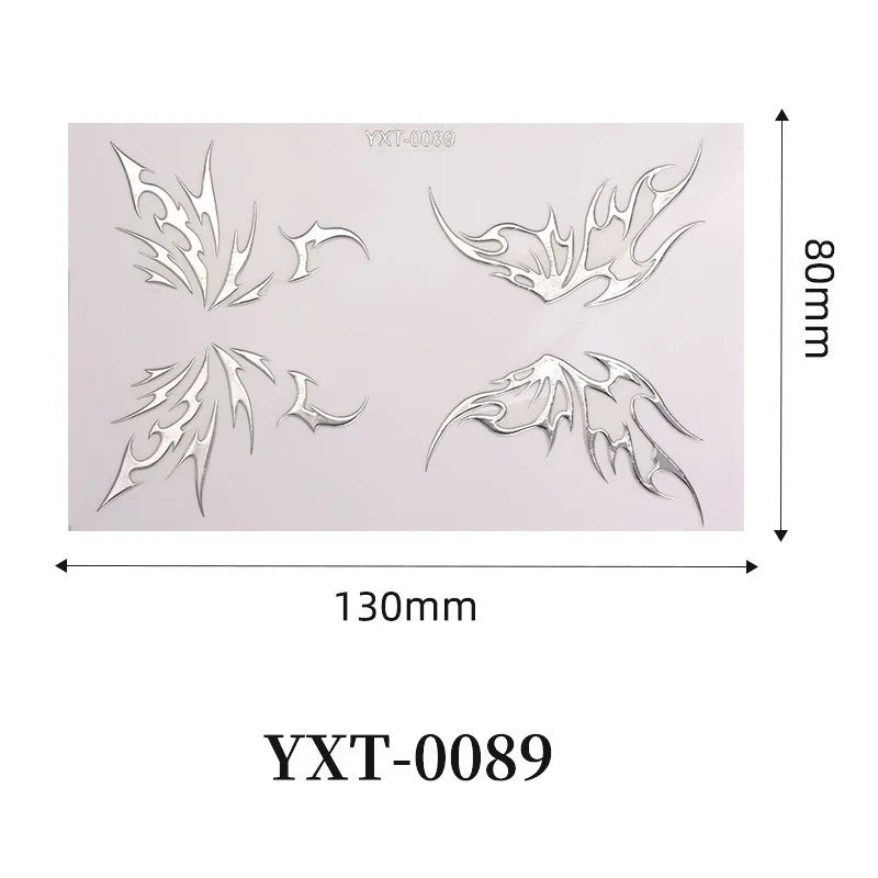 Silver Cosplay Eyelashes Eye Wing Tattoo Eyeliner Sticker Metal Facial Sticker Self Adhesive Face Decor Moon Star Tattoo Makeup HIP 0089