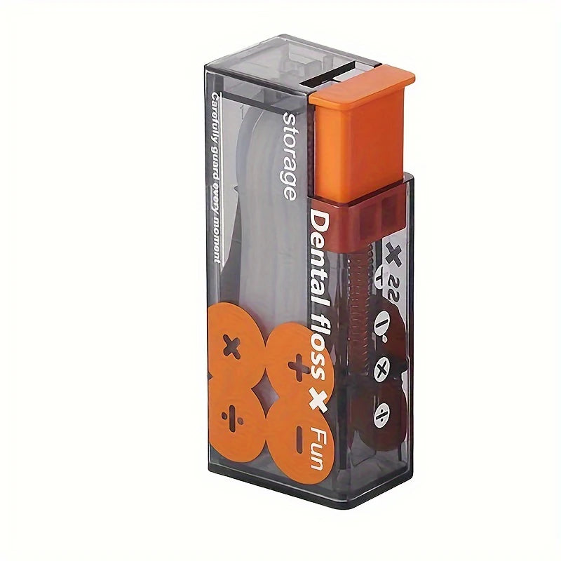 Portable Dental Floss Dispenser Box – 10 Picks, Auto-Refillable Dental Floss Dispenser HIP Orange