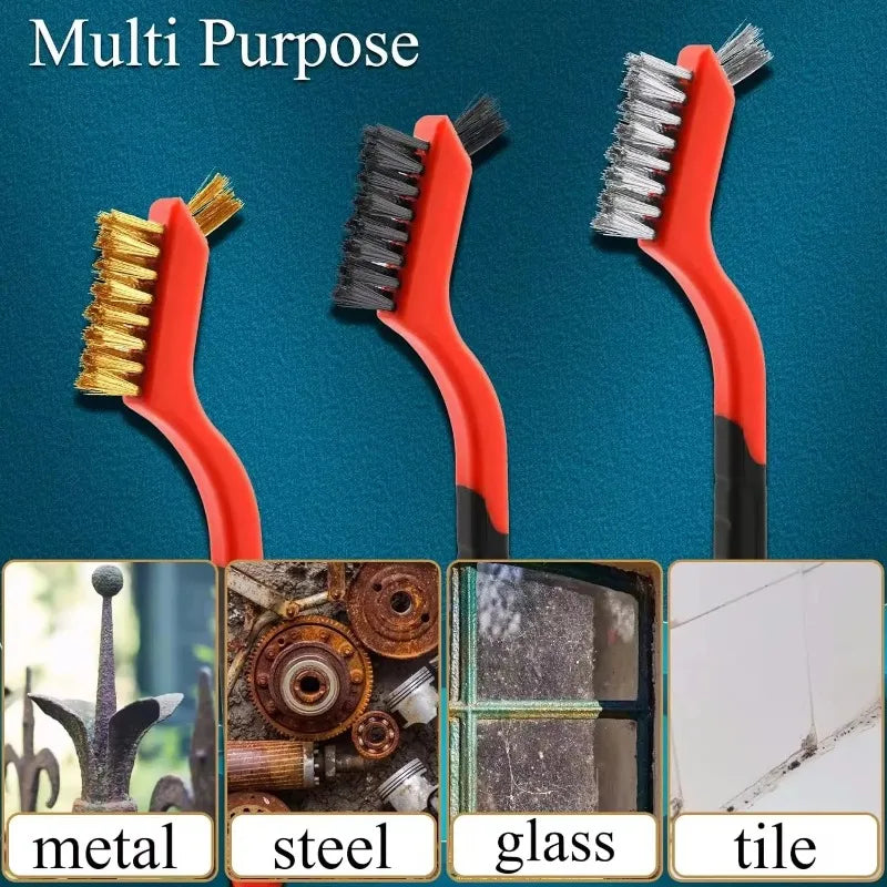 3-Piece Wire Brush Set – Brass, Steel & Nylon Cleaning Brushes Wire Brush Set HIP