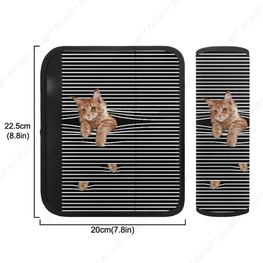Cat Stripes Kids Seat Belt Covers 2-Pack – Soft Anti-Slip Pad Seat Belt Cover HIP