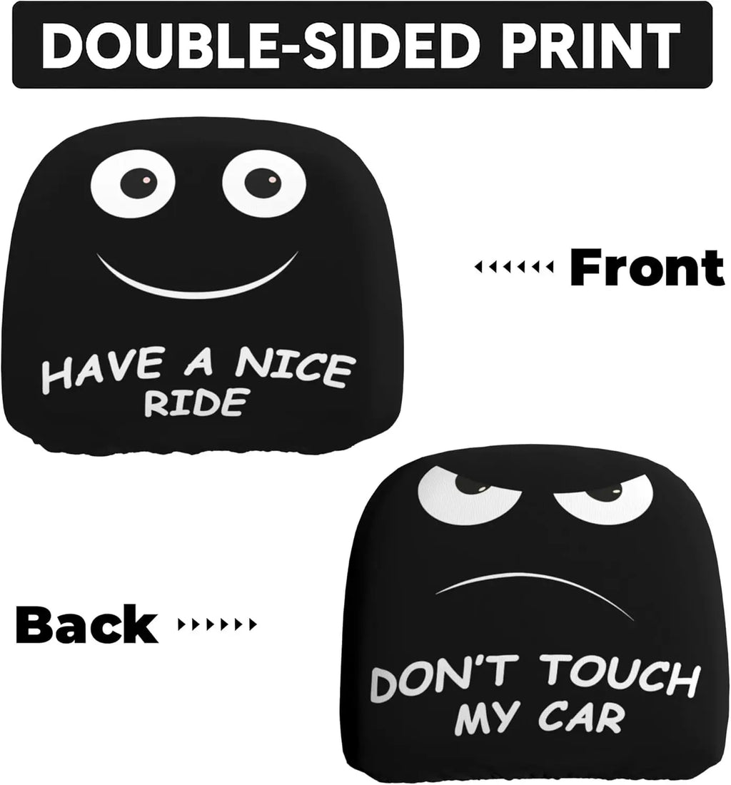 Funny Double-Sided Car Headrest Covers 2-Pack – Smile & Angry Car Headrest Cover HIP