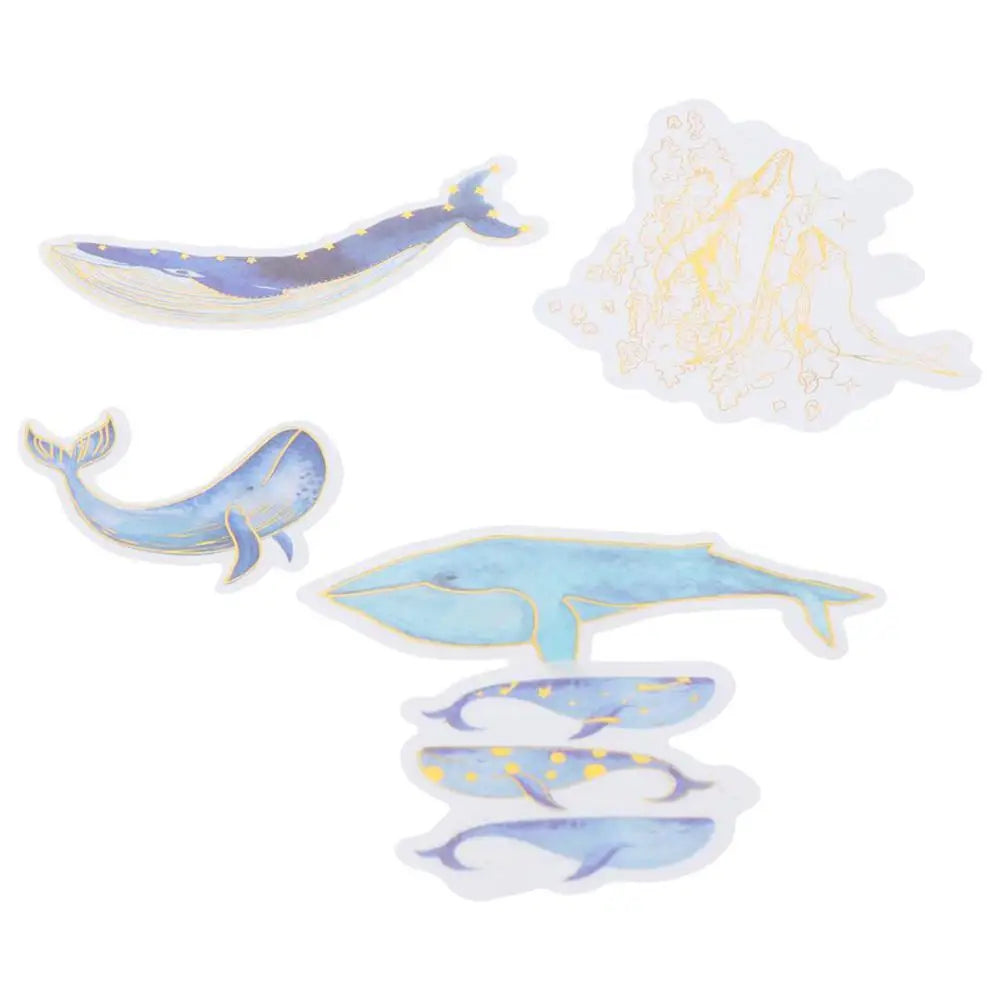 60-Pc Marine Life Washi Paper Stickers – Blue & White DIY Washi Paper Stickers HIP