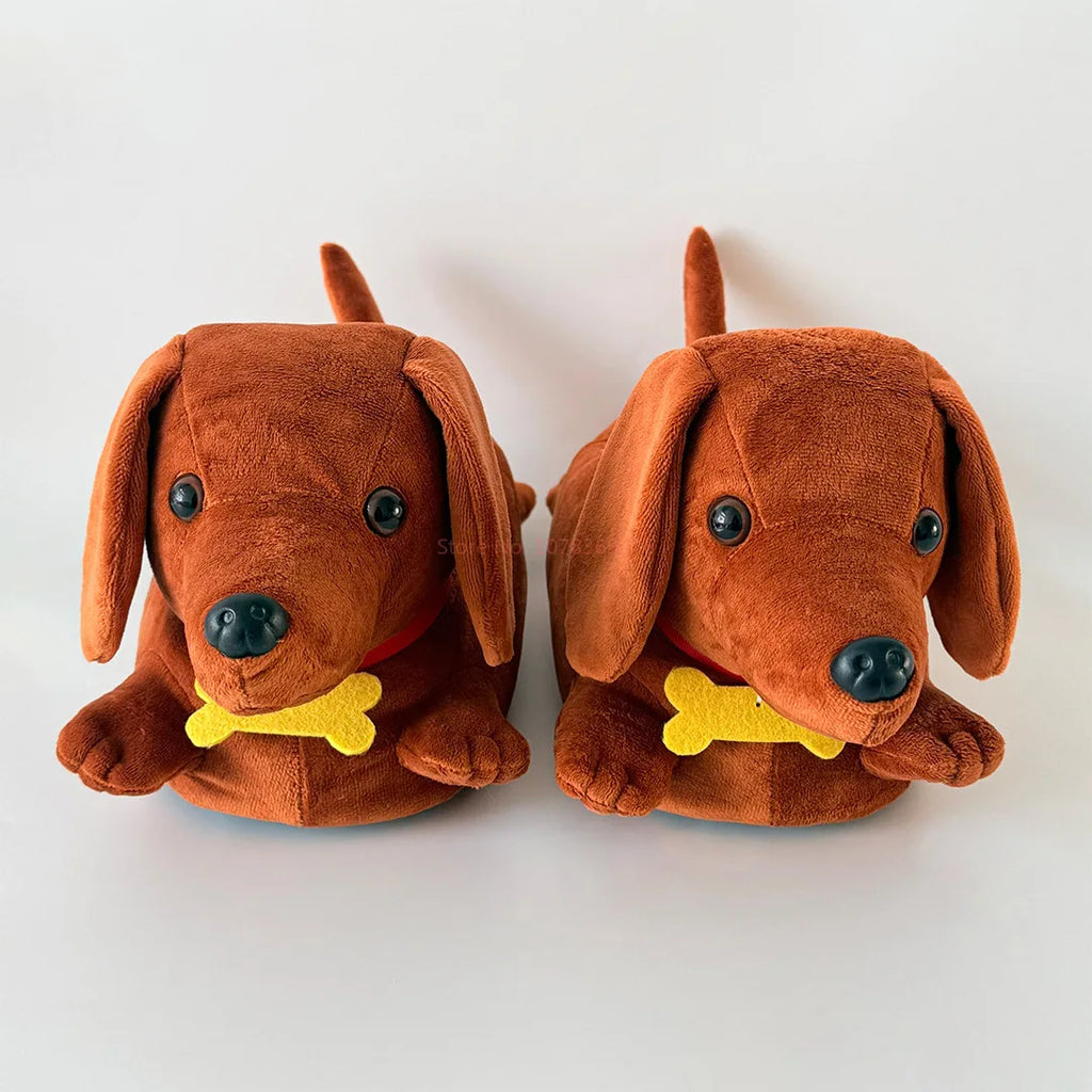 Dachshund Plush Slippers – Cozy Fuzzy House Shoes Women & Men Novelty House Slippers HIP