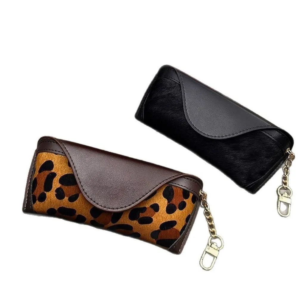PU Leather Leopard Print Glasses Case – Lightweight Eyewear Pouch Eyewear Storage Case HIP