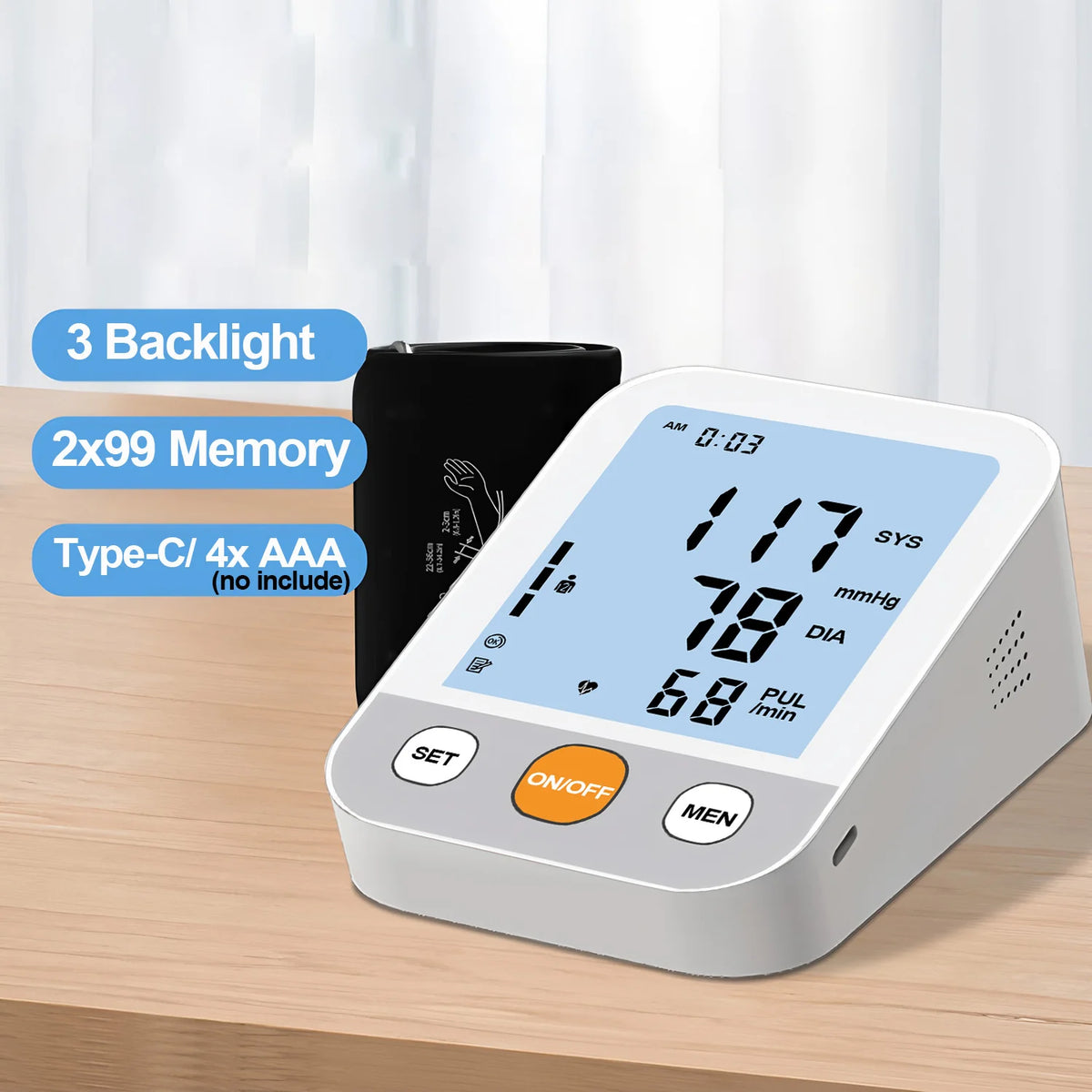 Fireurus Digital Arm Blood Pressure Monitor | Voice & Backlight Blood Pressure Monitor HIP