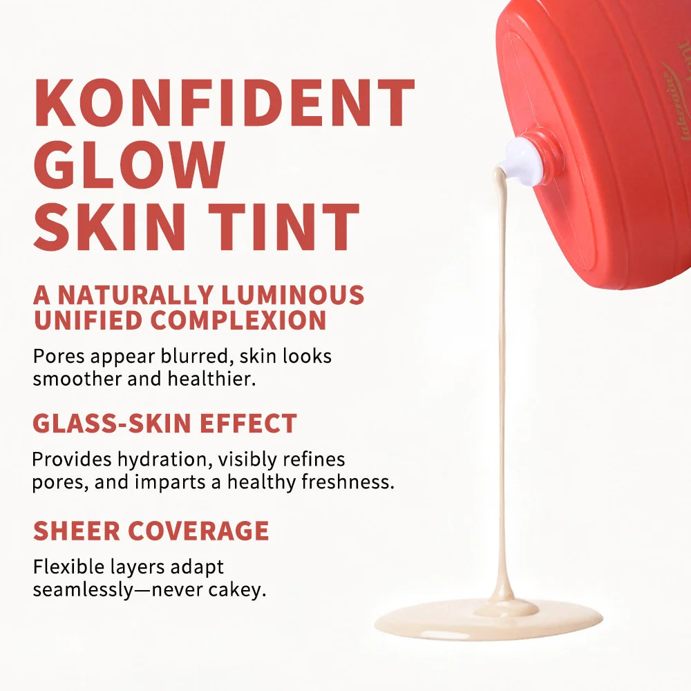 Konfident Glow Skin Tint Waterproof Hydrating Skin Foundation Coverage 30 ml Oil-Free Long - Lasting Glass-Skin Foundation Clean HIP