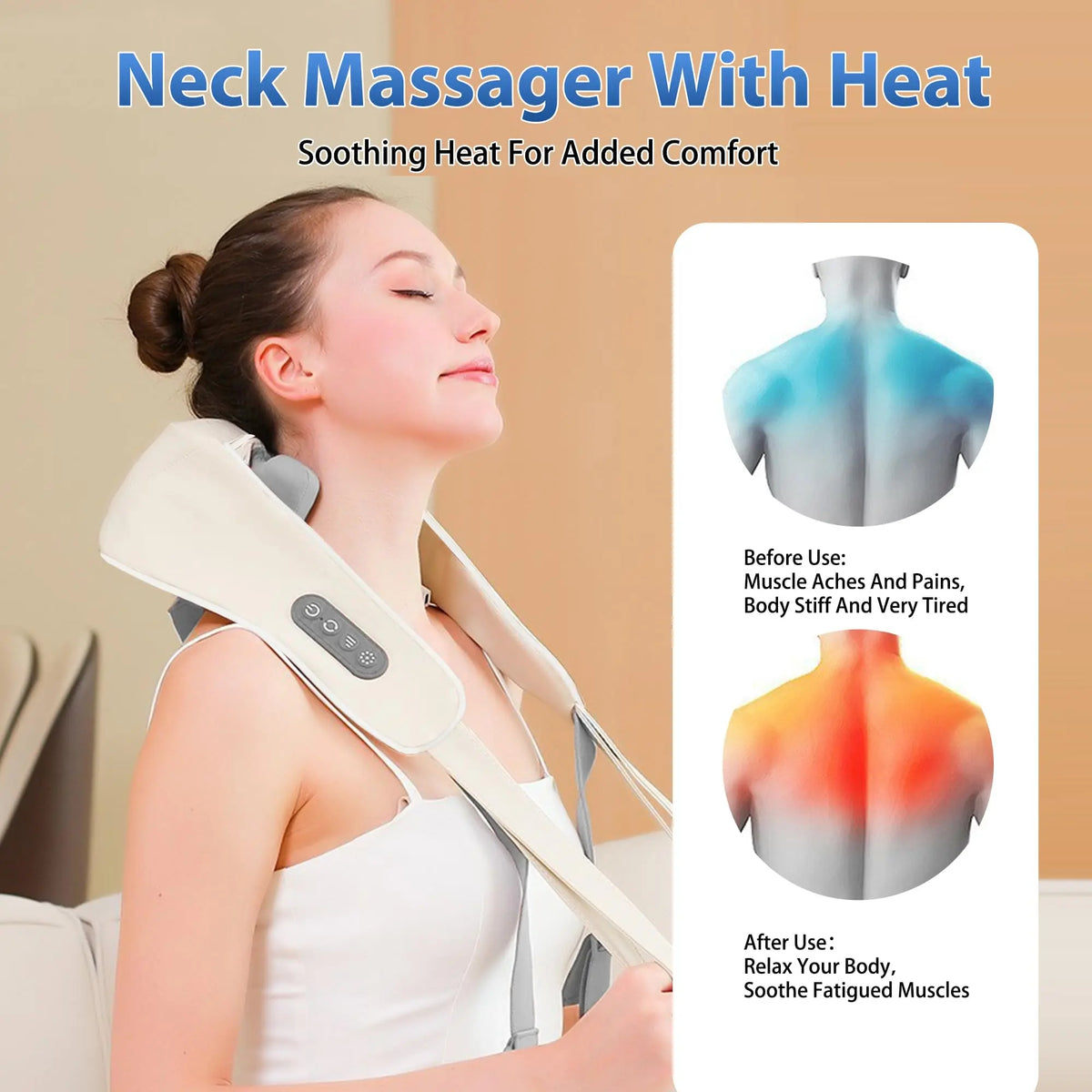 PAQIN 4D Shiatsu Neck & Shoulder Massager with Heat – Cordless Neck Shoulder Massager HIP