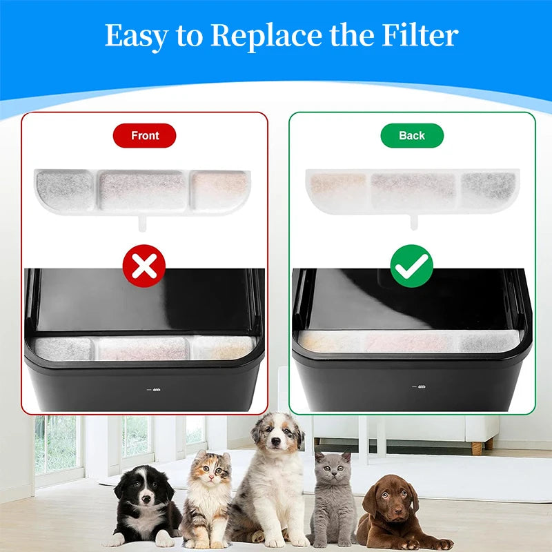 10/20/30 Pack Replacement Filters for 84oz/2.5L Smart Pet Fountain, Cat & Dog, Triple Filtration Activated Carbon Filter HIP
