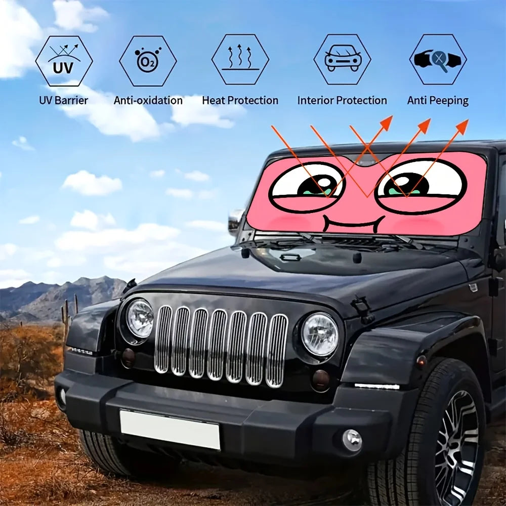 Cartoon Pink Big-Eyes Car Windshield Sunshade | Sun Visor Car Windshield Sunshade HIP