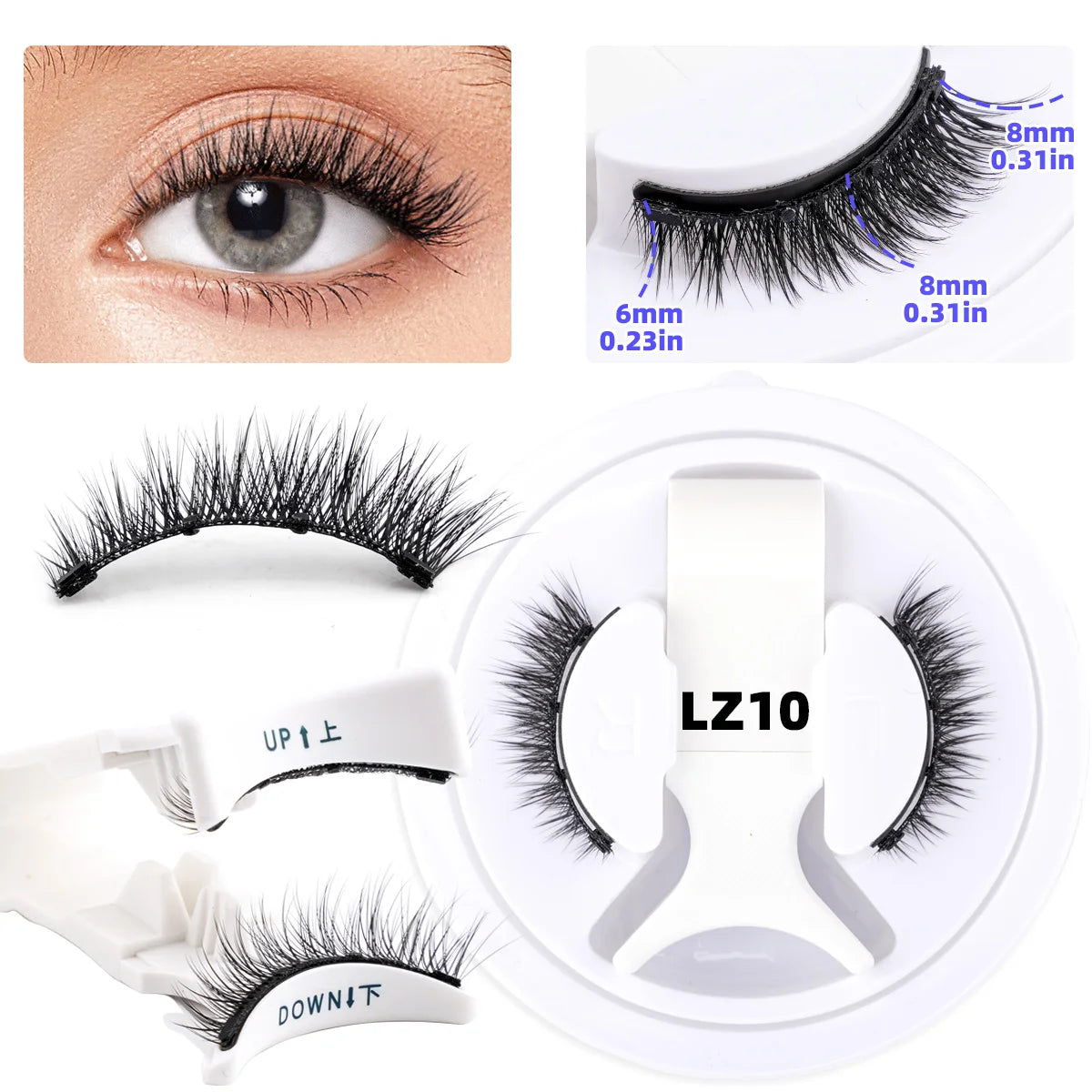 1/2 Pair Reusable Magnetic Eyelashes Tweezers Set Faux Mink Lashes Handmade 3D Natural False Eyelashes and Magnetic Tweezers Set HIP 1 pairs-LZ10