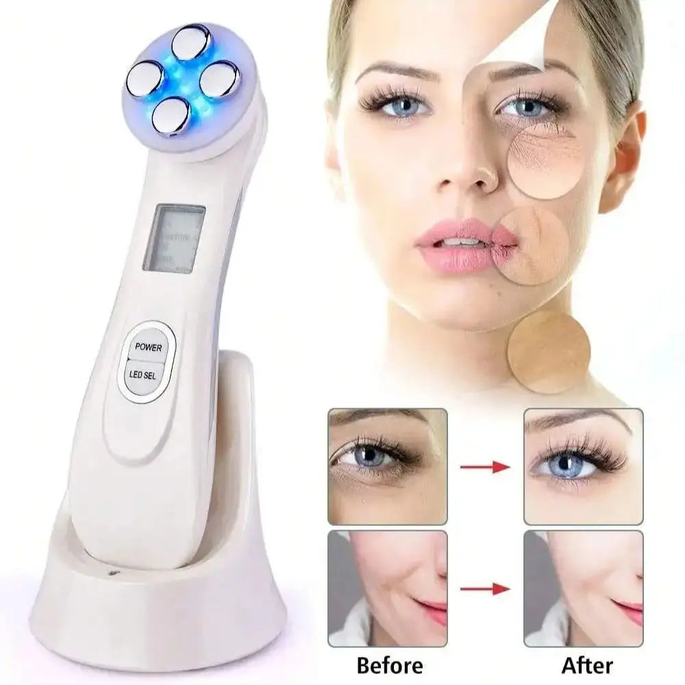 Mini LED Facial Rejuvenation Wand – Rechargeable Beauty Device LED Facial Beauty Wand HIP WHITE